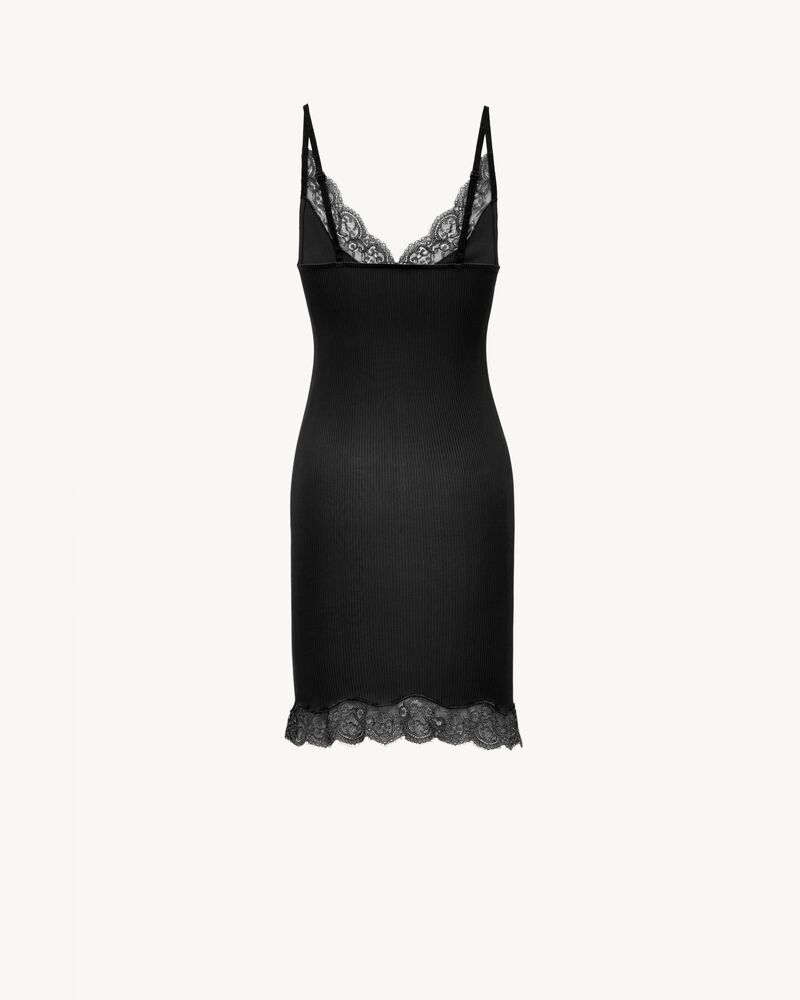 桑蚕丝平纹针织蕾丝吊带连衣裙