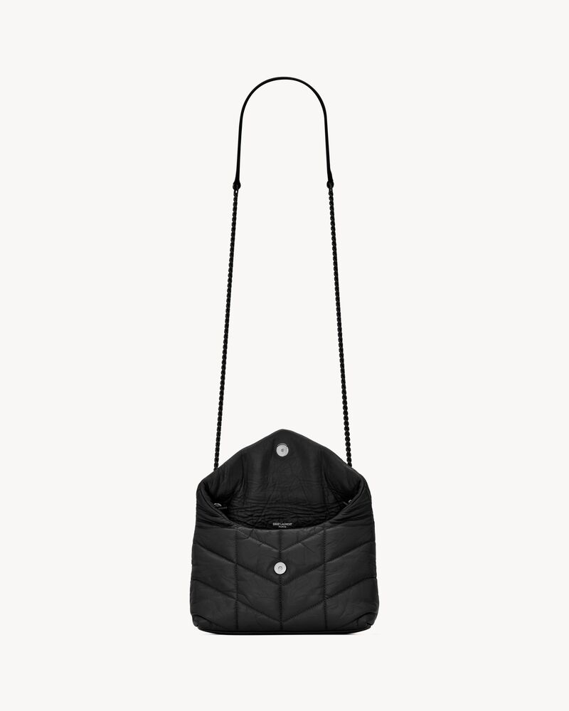 PUFFER绗缝褶皱雾面皮革手袋