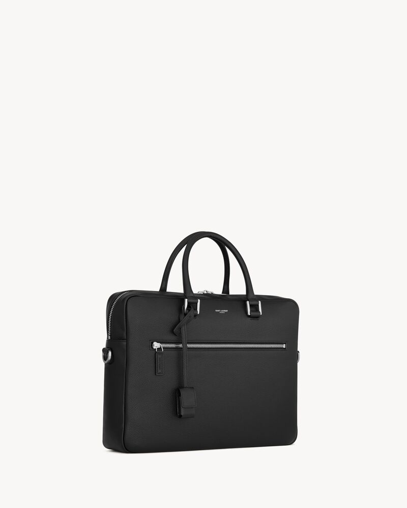 黑色粒纹真皮sac de jour souple公文包