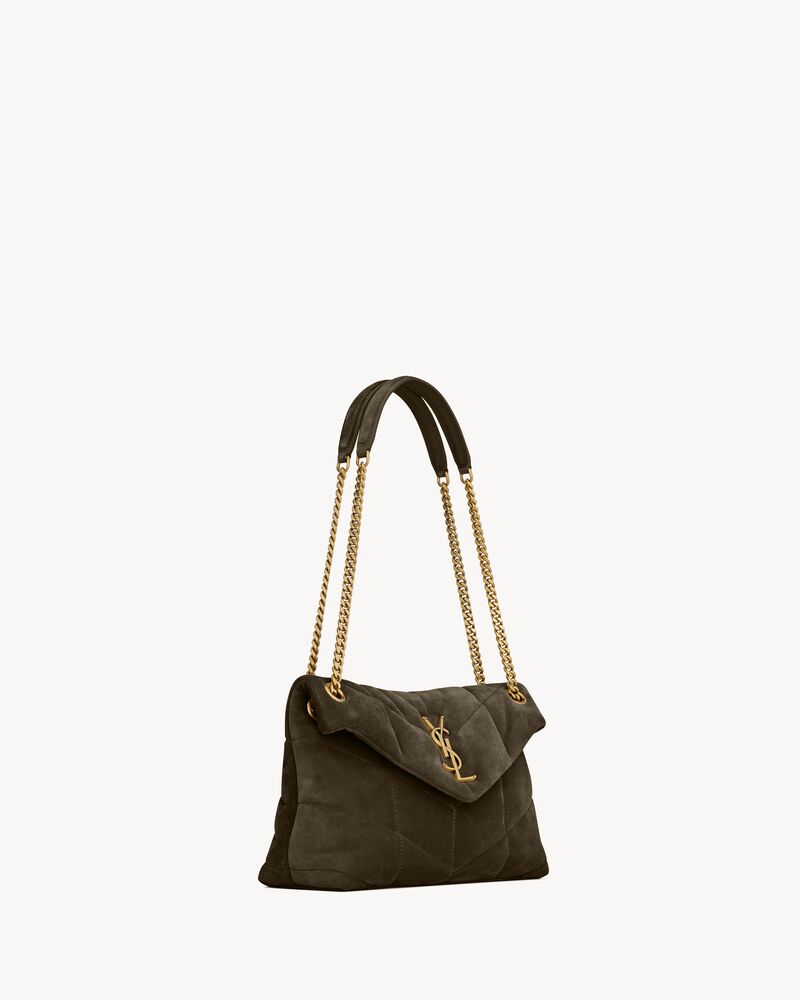 PUFFER小号绒面革手袋