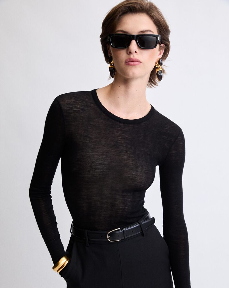 羊毛平纹针织圆领连身衣