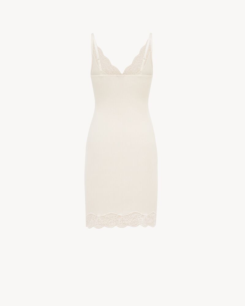 罗纹桑蚕丝平纹针织蕾丝吊带连衣裙