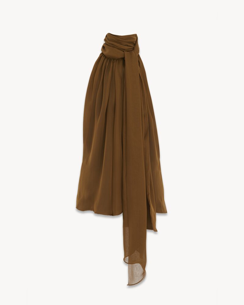 桑蚕丝平纹细布露背绕颈上衣