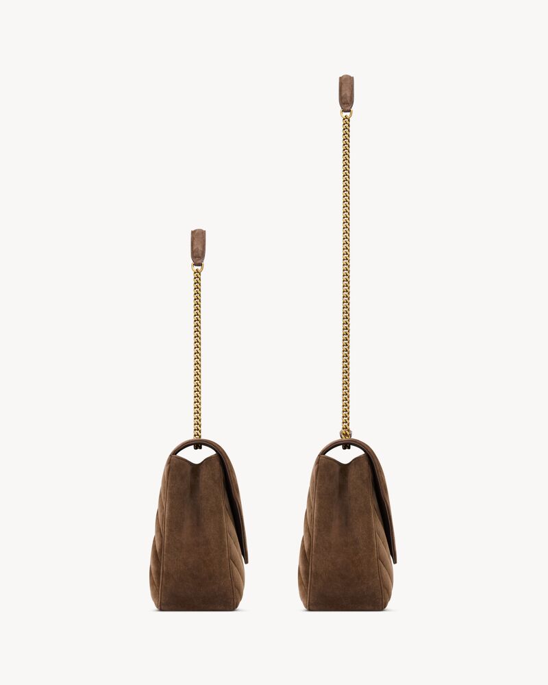 LOULOU大号绗缝绒面革手袋