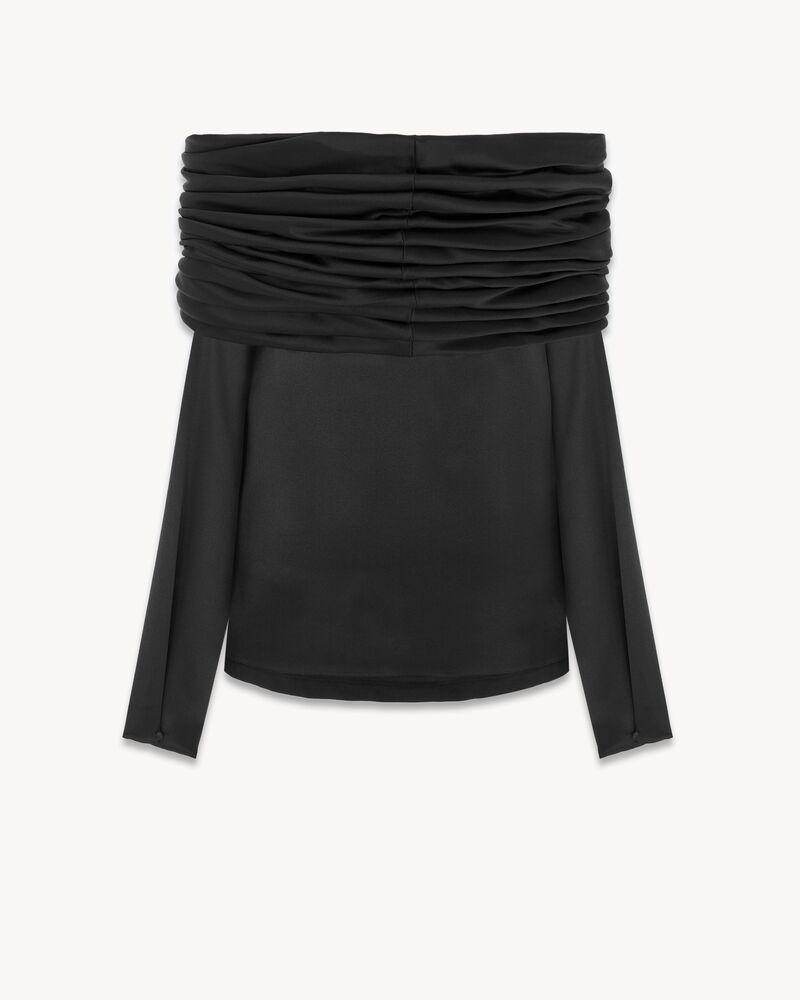 桑蚕丝绉缎露肩衬衫