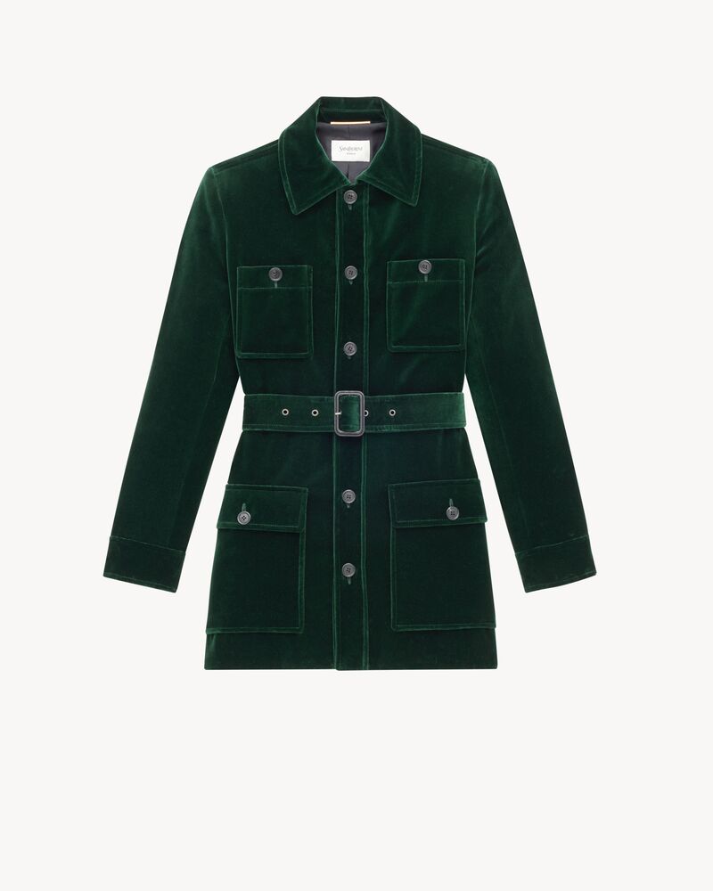 丝绒衬衫式夹克