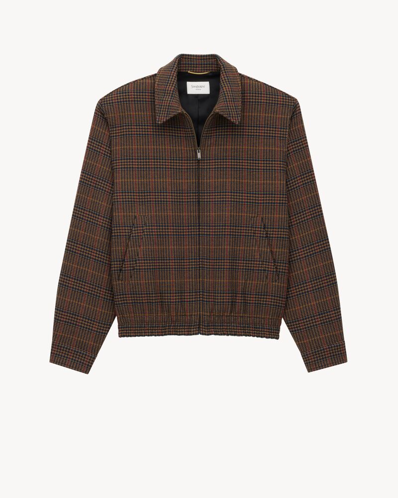 羊毛格纹加衬夹克