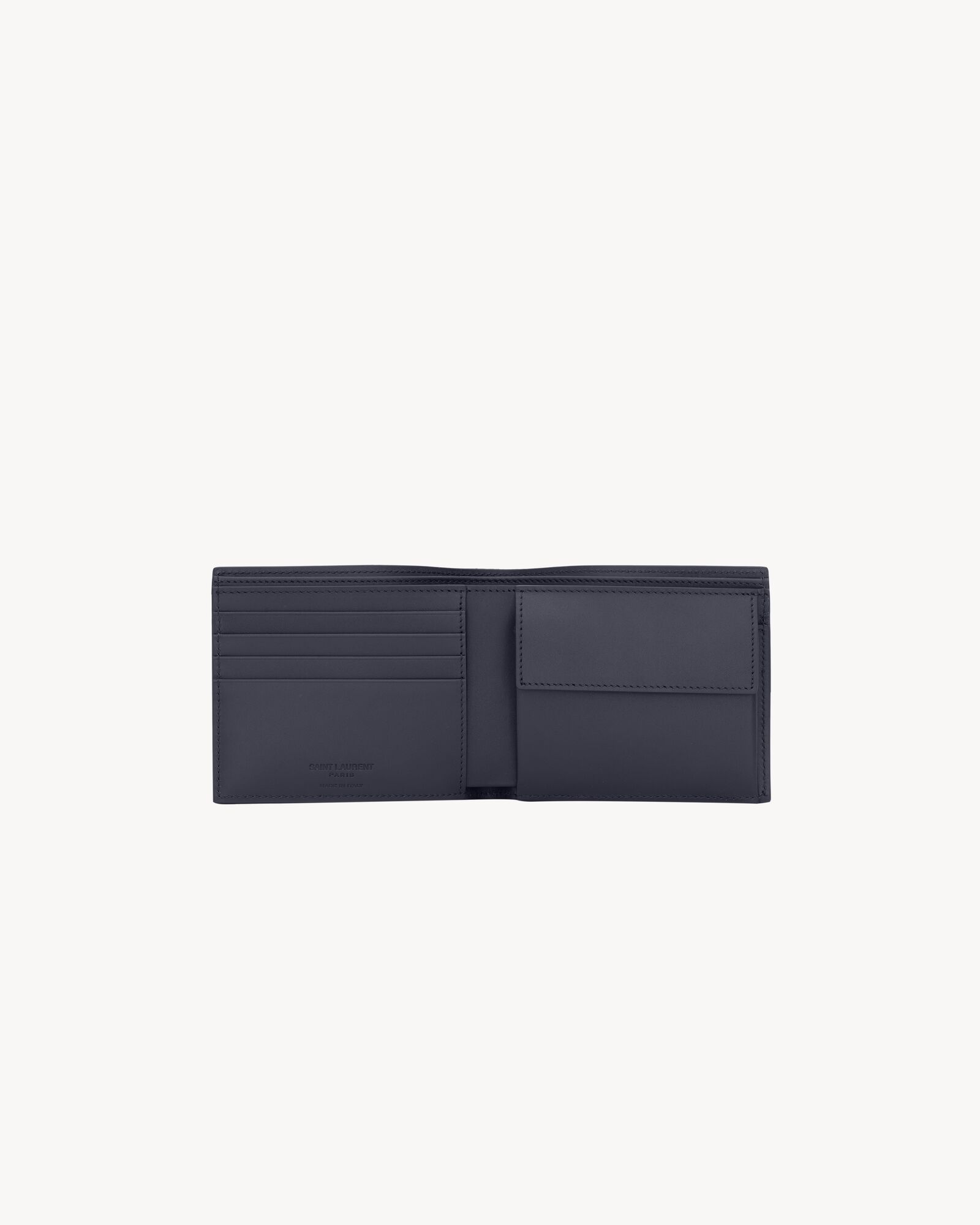 SAINT LAURENT PARIS光滑皮革配零钱袋横款钱包