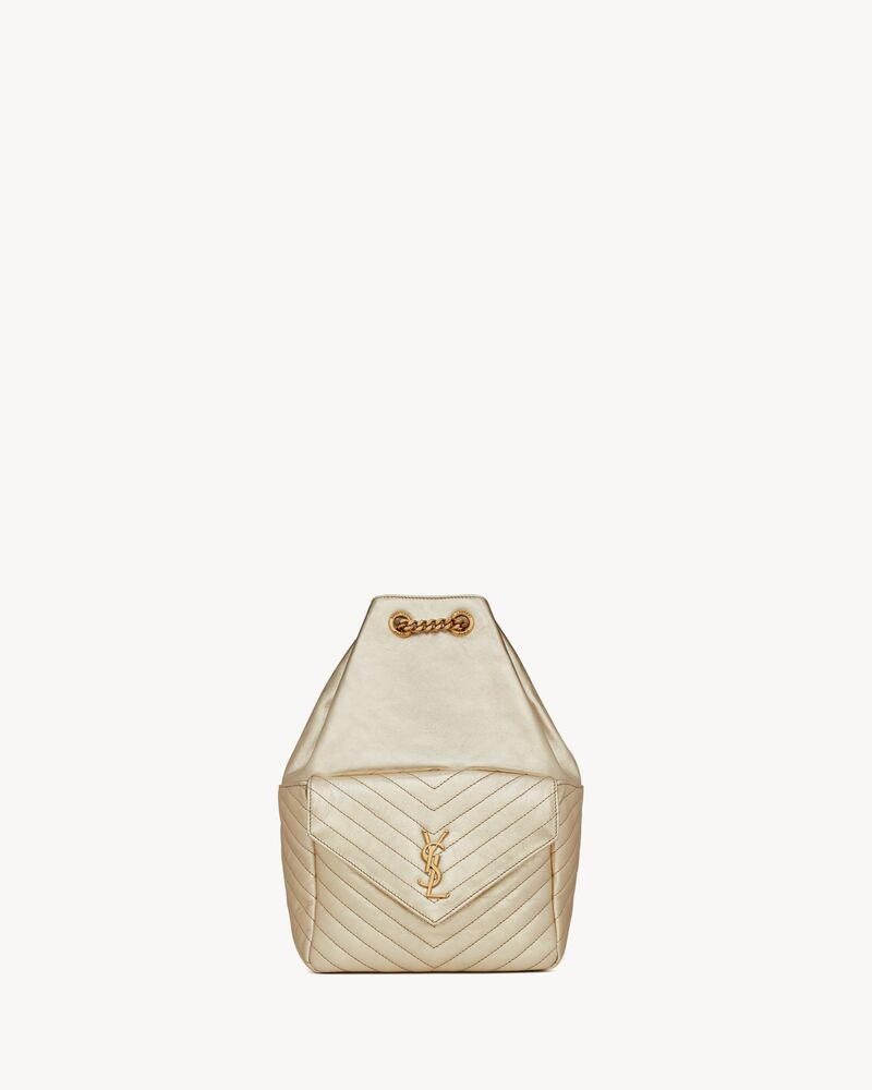 金银丝皮革双肩包