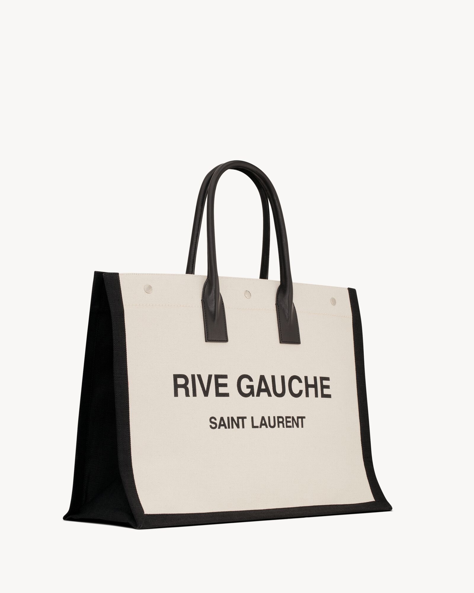 圣罗兰RIVE GAUCHE大号帆布和光滑皮革托特包_Saint Laurent圣罗兰官方