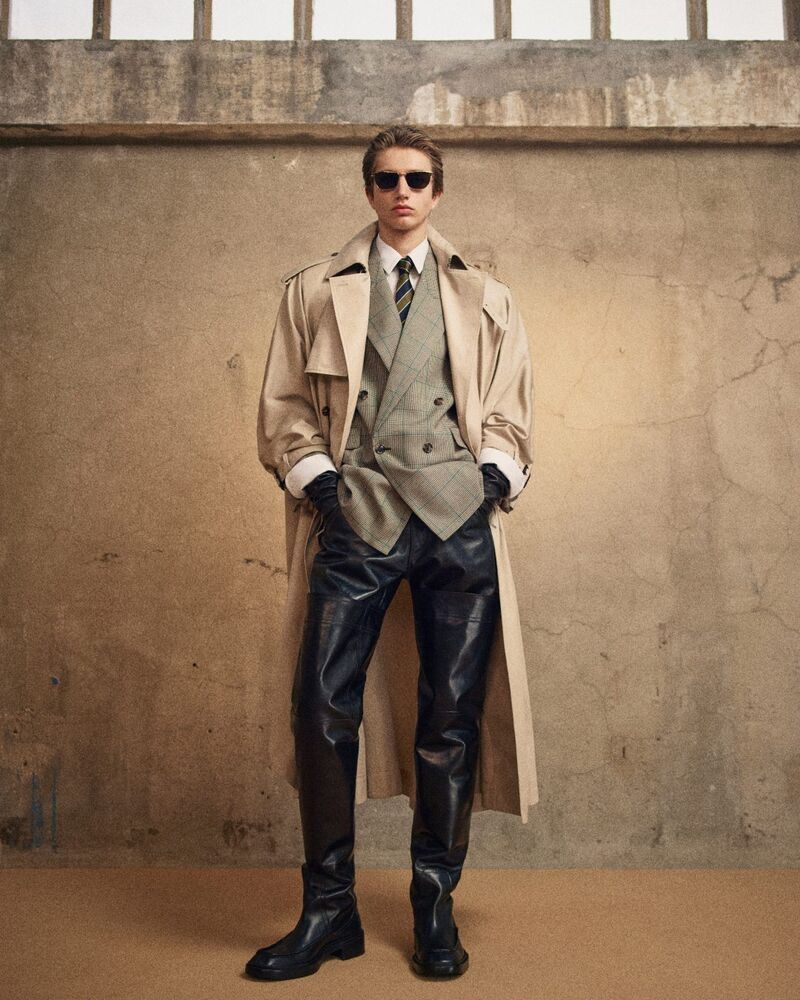 棉质斜纹披肩风衣