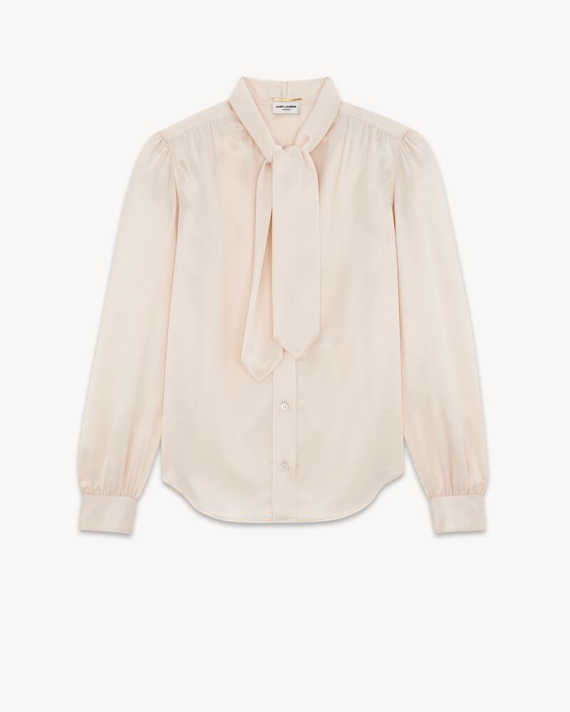 花结领桑蚕丝缎面衬衫