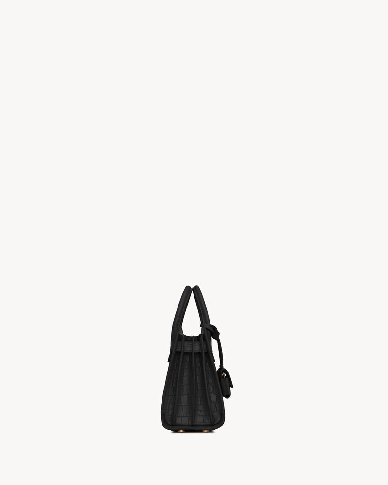 SAC DE JOUR NANO鳄鱼纹压纹哑光皮革手袋