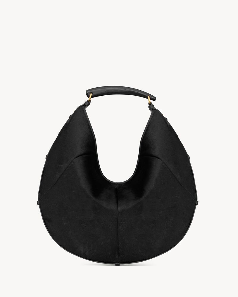 MOMBASA大号马毛效果皮革手袋