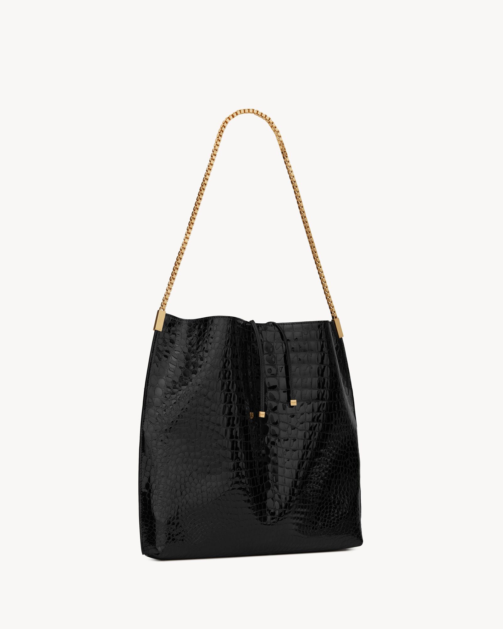 SUZANNE中号鳄鱼纹压印漆皮革流浪包