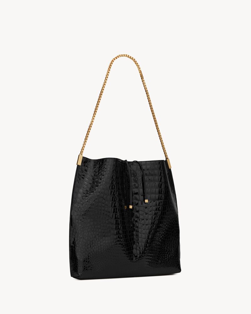 SUZANNE中号鳄鱼纹压印漆皮革流浪包