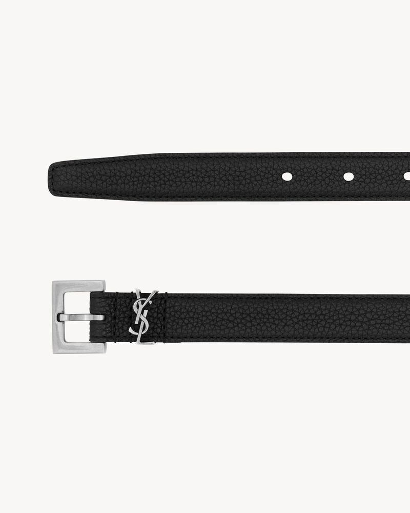 CASSANDRE粒面皮革方扣窄款腰带