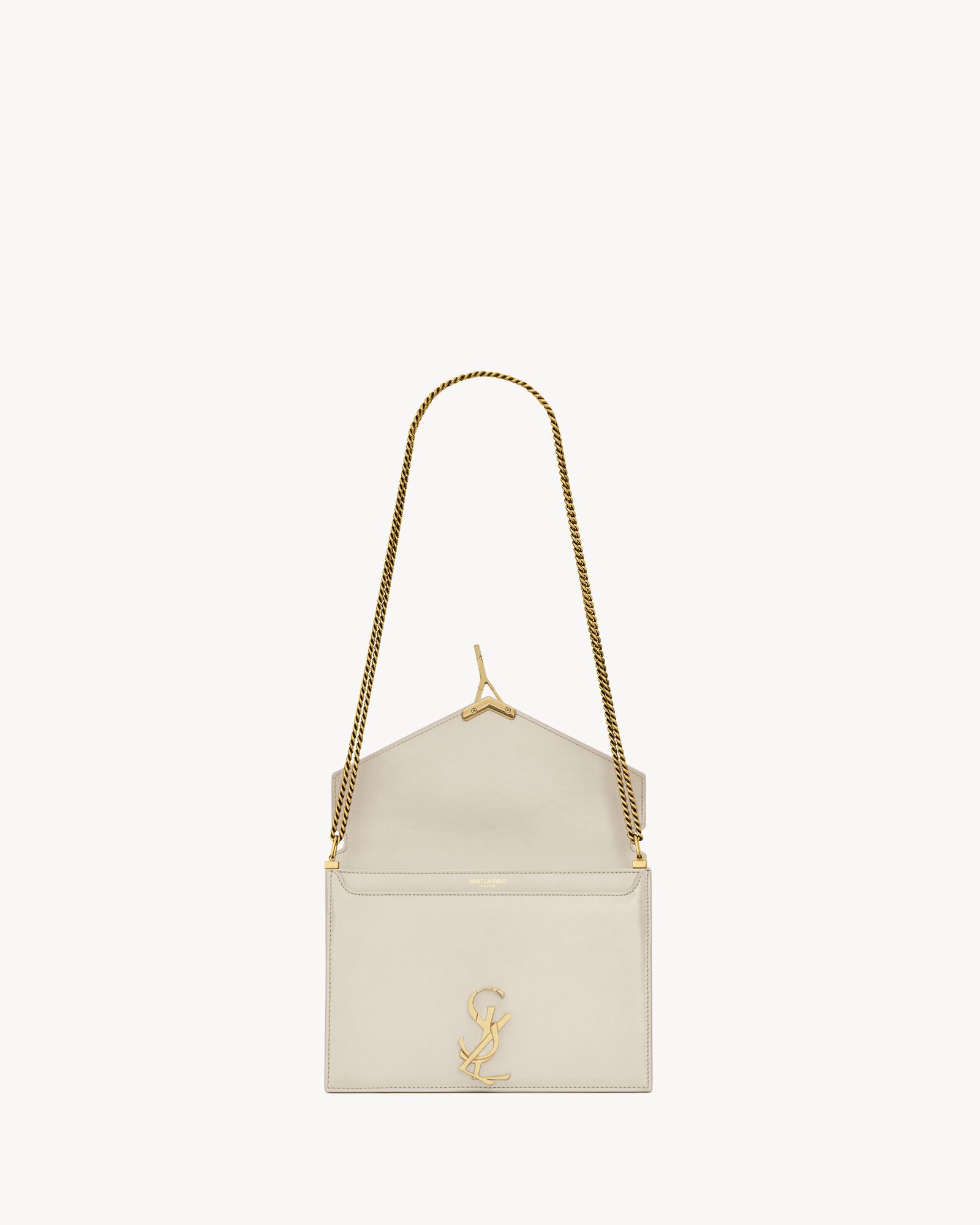 cassandra monogram图案光滑皮革搭扣包