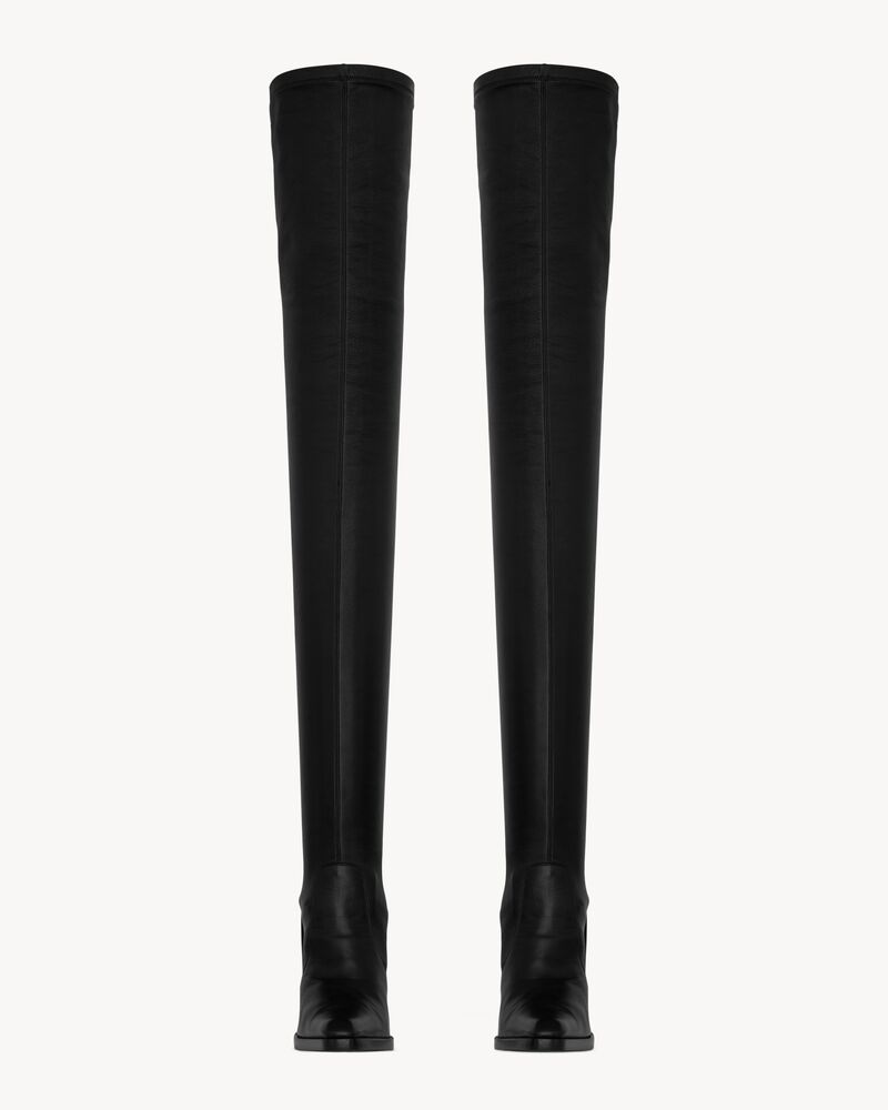 NINA光滑弹力皮革过膝靴