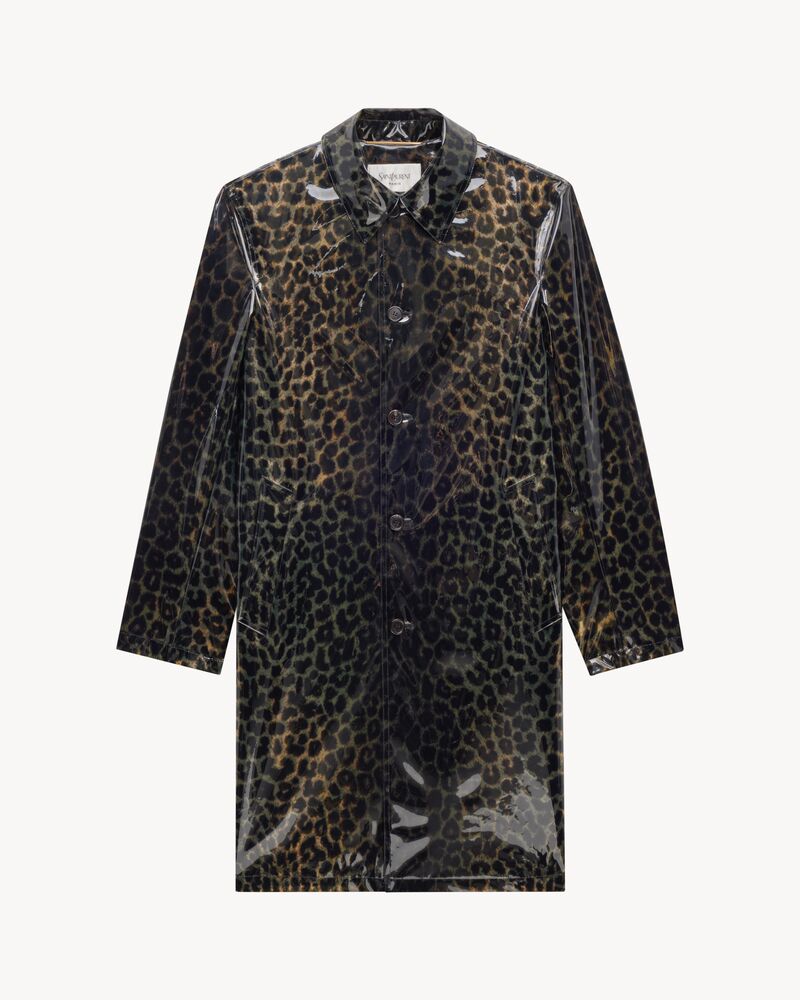 豹纹聚氨酯Mac大衣