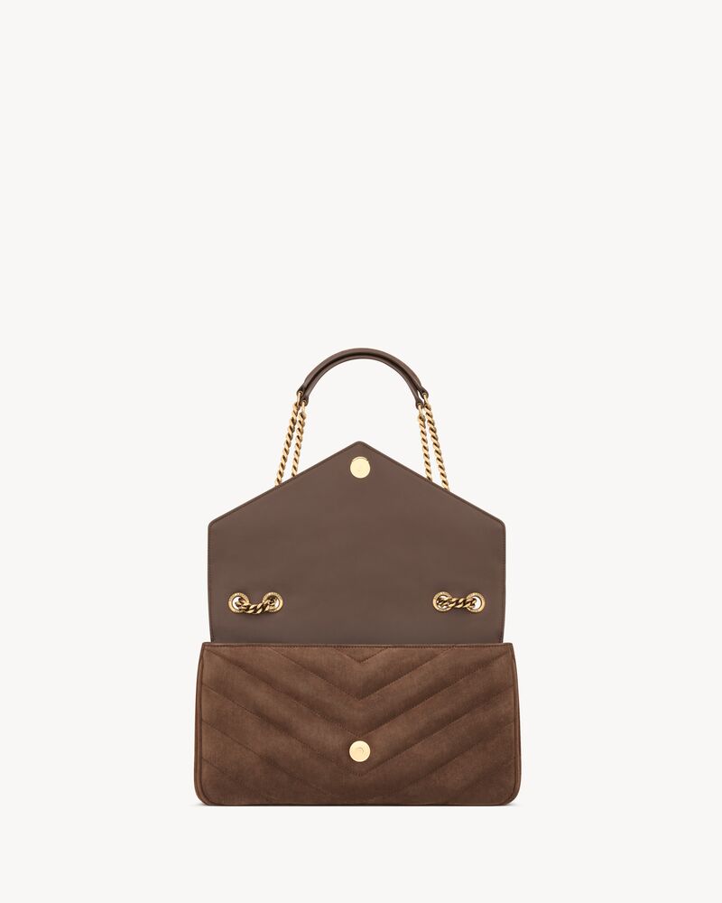 LOULOU中号绗缝绒面革手袋