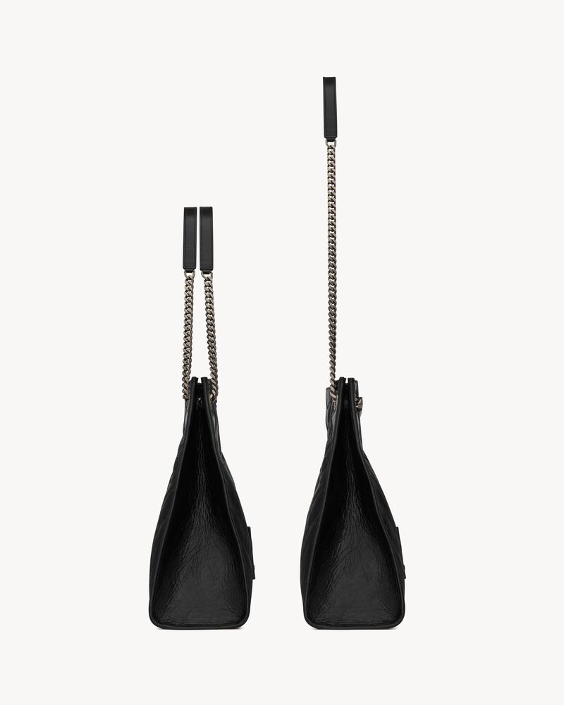 NIKI SHOPPING大号复古褶皱皮革手袋