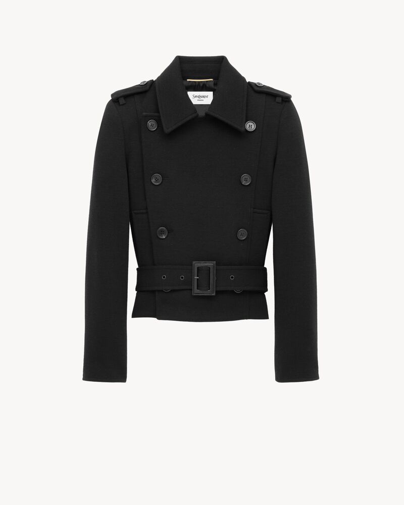 平纹针织军官风大衣