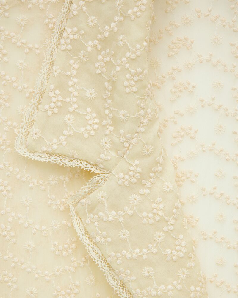 英式刺绣平纹绉纱睡衣套装