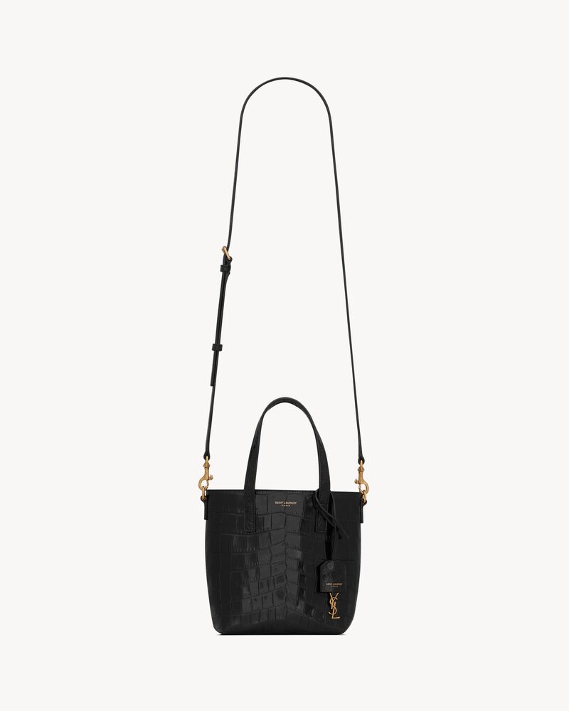 SHOPPING SAINT LAURENT迷你鳄鱼纹压印皮革手袋
