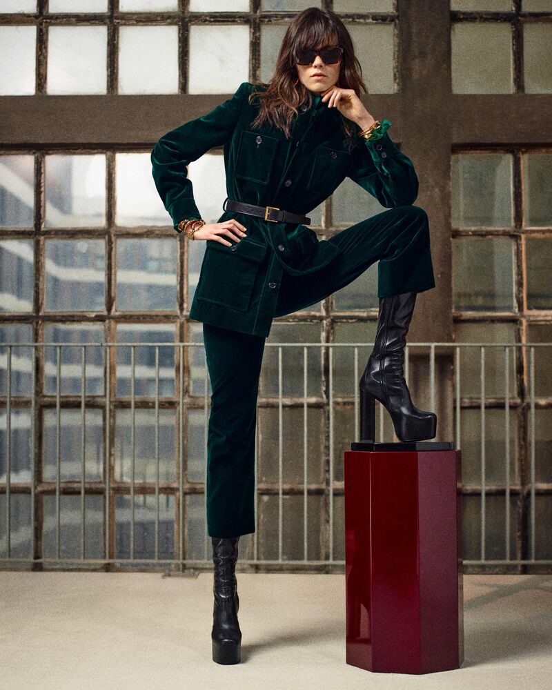 丝绒衬衫式夹克