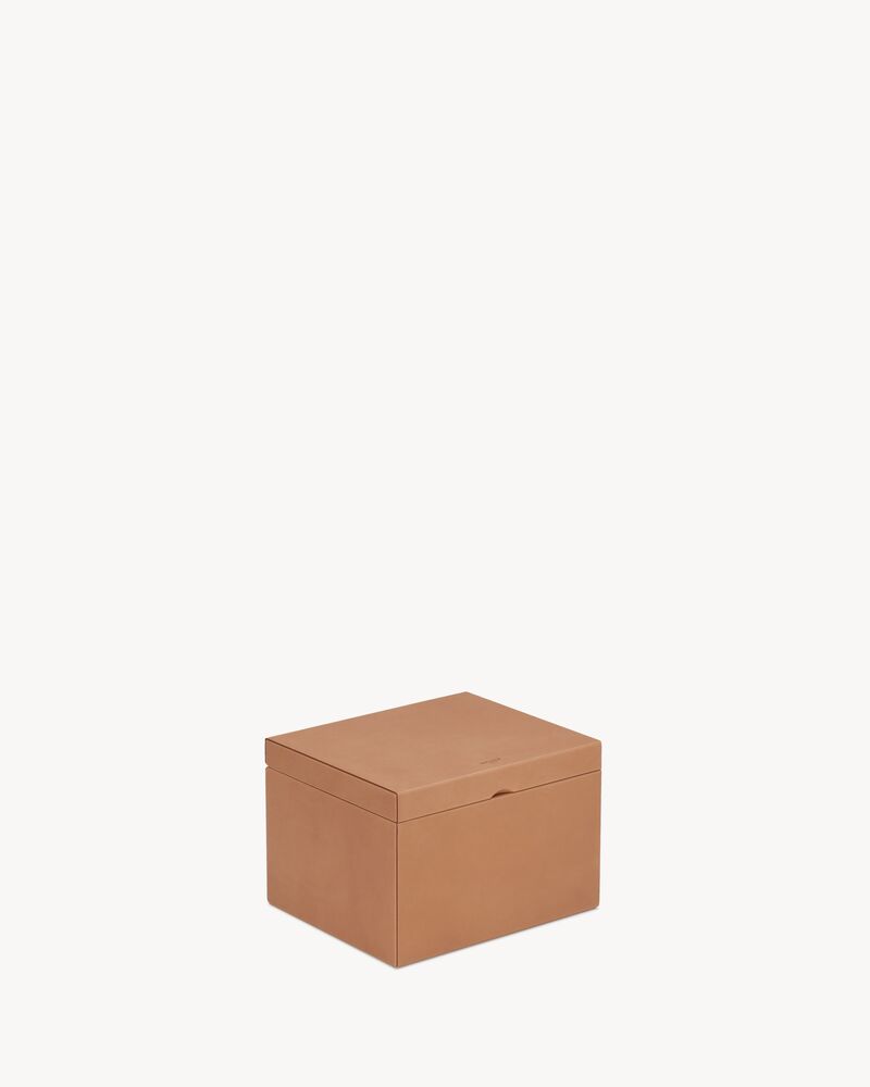 复古金棕色小号植鞣皮革收纳盒