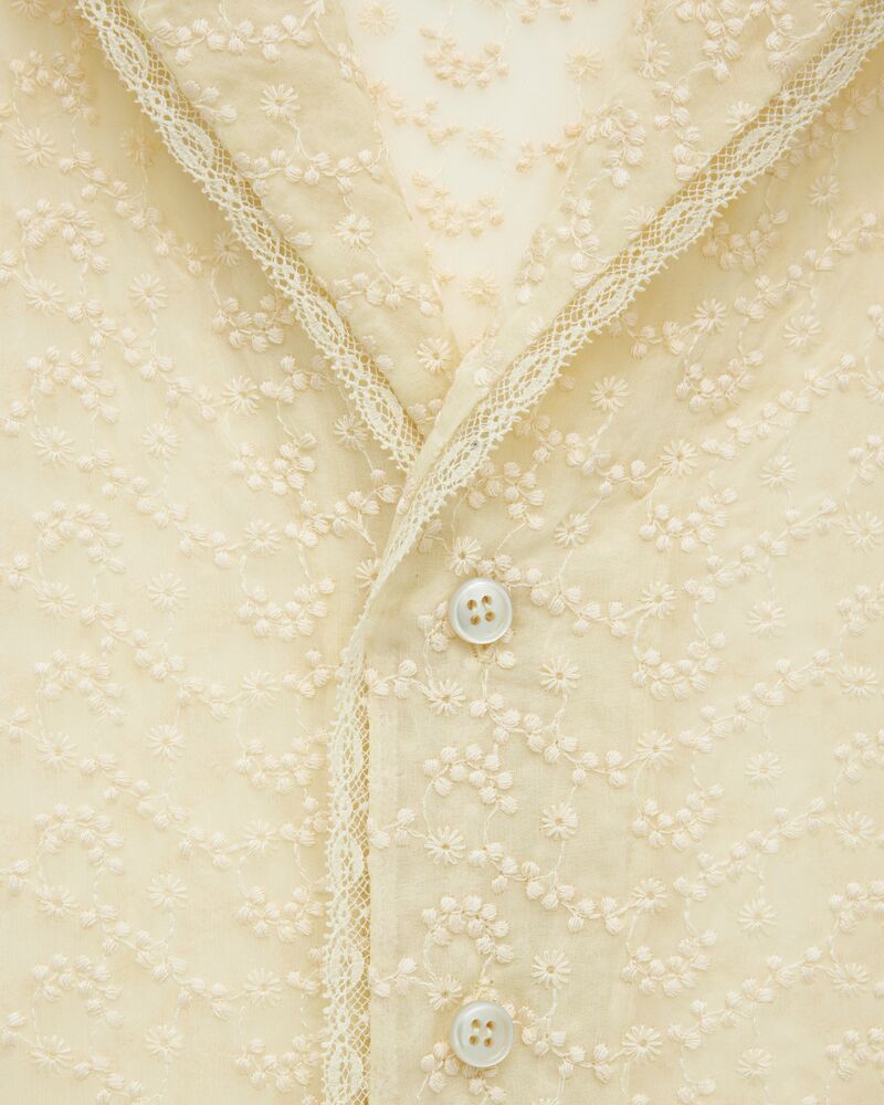 英式刺绣平纹绉纱睡衣套装