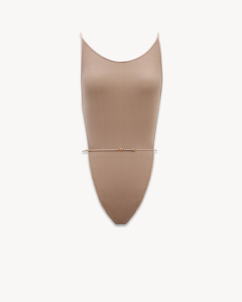 弹力桑蚕丝乔其纱露背连身衣