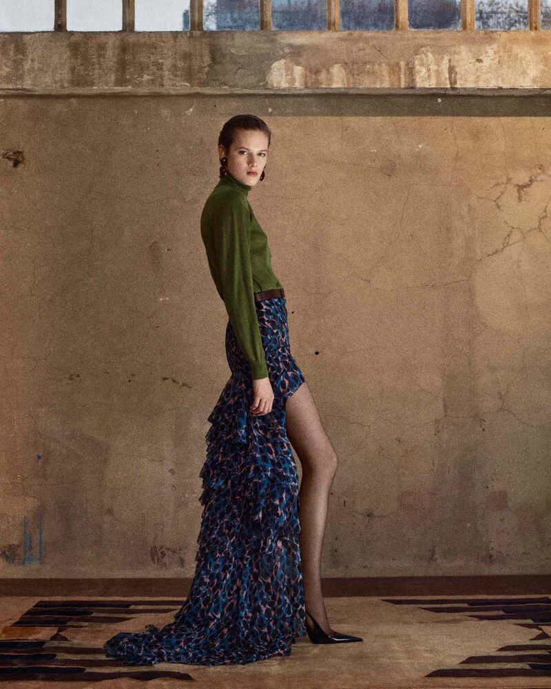 山羊绒、羊毛和桑蚕丝高领毛衫