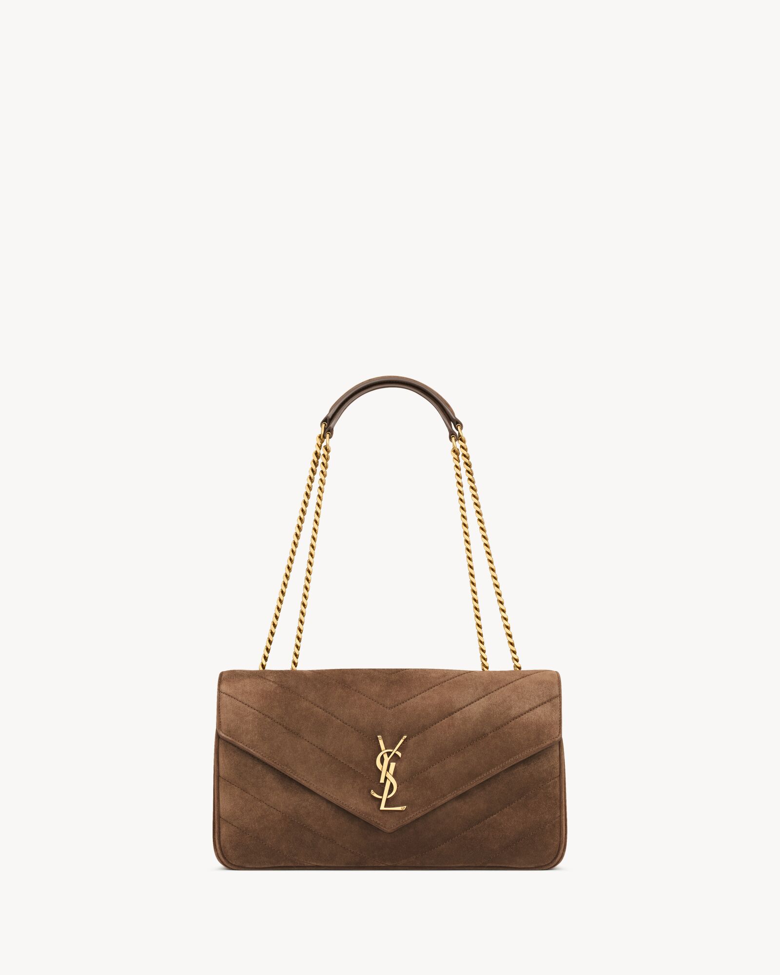 LOULOU中号绗缝绒面革手袋